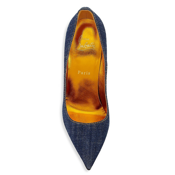 Christian Louboutin So Kate 120 Blue Denim Saba Gold Stiletto Heel Pump 37 - Picture 6 of 12